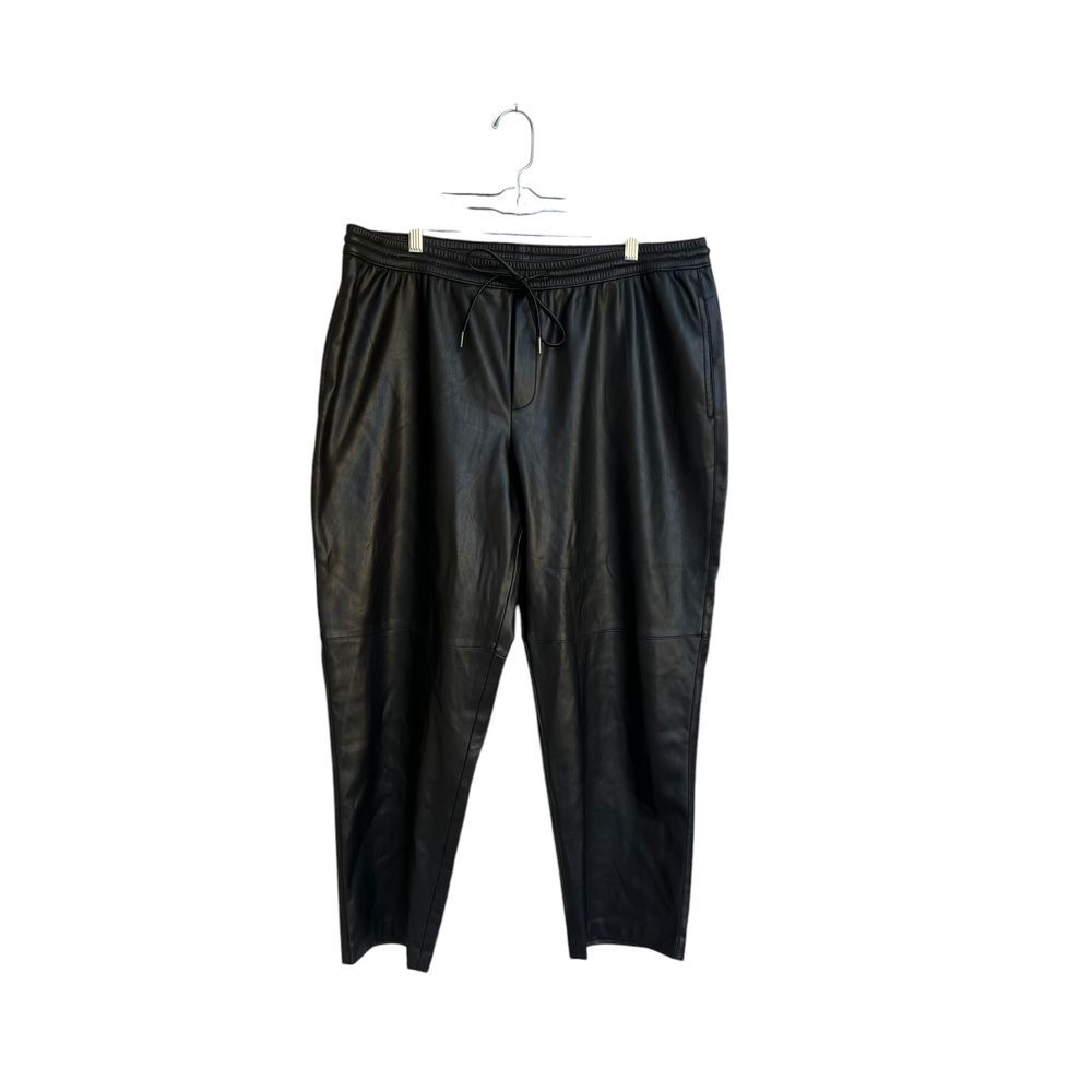 Mango Elastic Waist Faux Leather Pants Black Size XXL‎